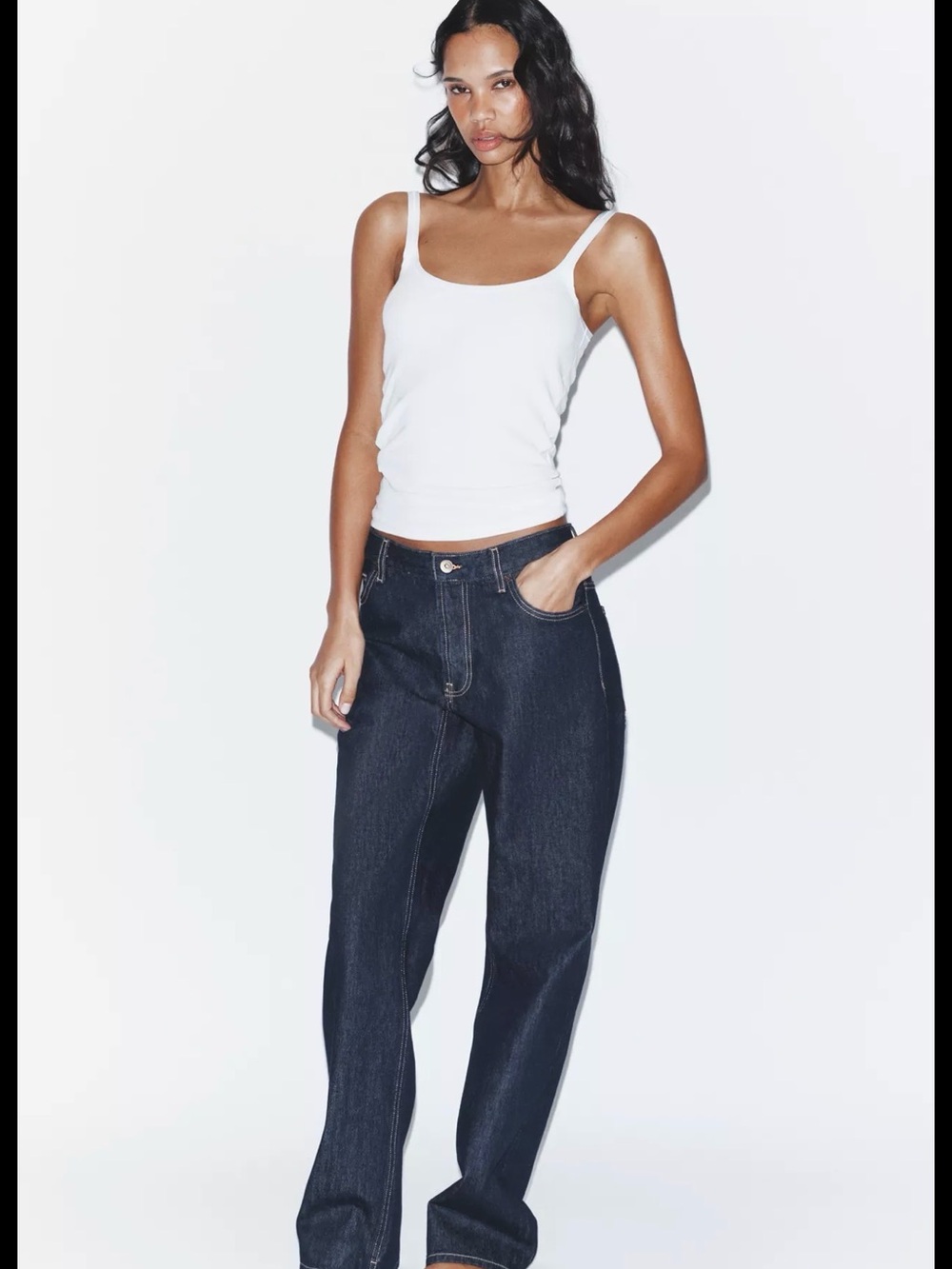 Zara Dark Indigo Boyfriend Jeans